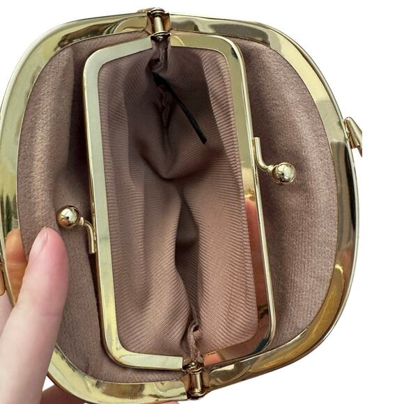 VTG Brown Eel Skin Double kiss lock Clutch Purse - Picture 3 of 11